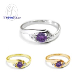 แหวนอะเมทิสต์-แหวนเงิน-แหวนพลอยแท้-เพชรcz-แหวนประจำเดือนเกิด-R1186am
