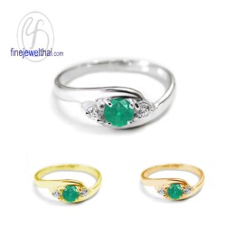 แหวนมรกต-เพชรcz-แหวนเงิน-แหวนพลอยแท้-R1186em