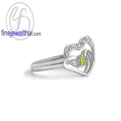 แหวนเพอริดอท-เพชรcz-แหวนเงิน-แหวนพลอย-แหวนประจำเดือนเกิด-R1190pd