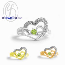 แหวนเพอริดอท-เพชรcz-แหวนเงิน-แหวนพลอย-แหวนประจำเดือนเกิด-R1190pd