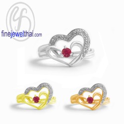 แหวนทับทิม-เพชรcz-แหวนเงิน-แหวนพลอย-ทับทิมแท้-R1190rb