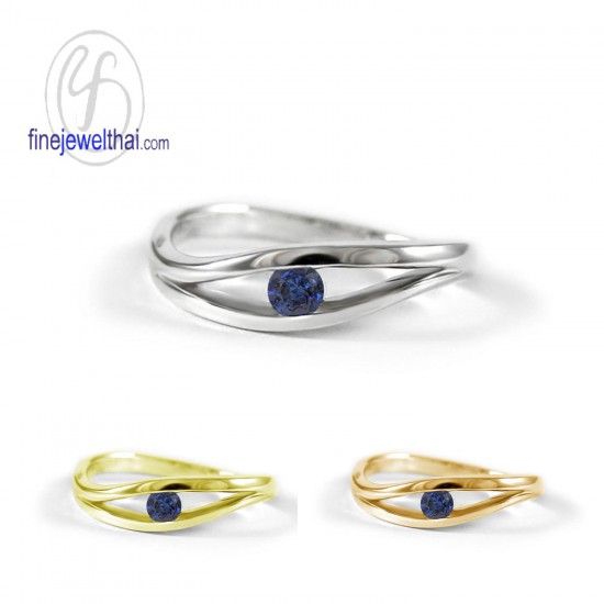 Blue-Sapphire -Silver-Birthstone-Ring-Finejewelthai-R1234bl