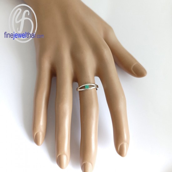 Emerald-Silver-Birthstone-Ring-Finejewelthai-R1234em