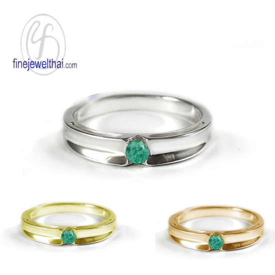 Emerald-Silver-Birthstone-Ring-Finejewelthai-R1240em