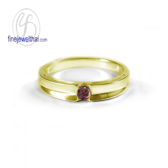 Garnet-Silver-Gold-Birthstone-Ring-Finejewelthai-R1240gm-g