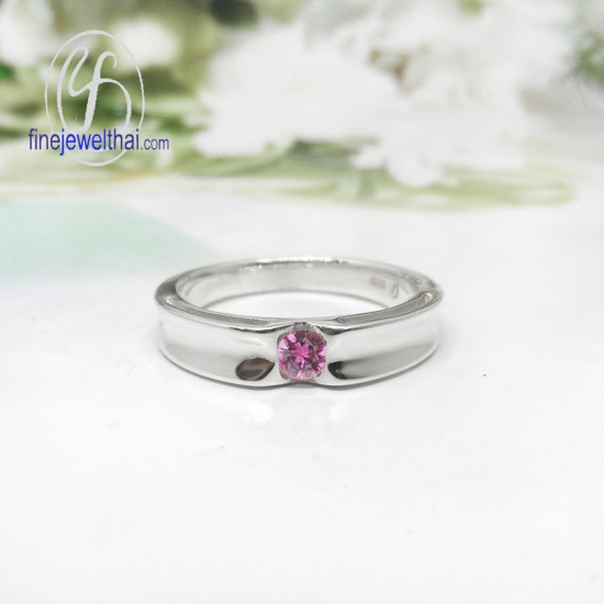 แหวนทัวร์มาลีนสีชมพู-แหวนเงิน-ทัวร์มาลีนแท้-เงินแท้-แหวนพลอยแท้-แหวนพลอยประจำเดือนเกิด-R1240tm