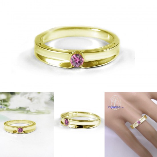 แหวนทัวร์มาลีนสีชมพู-แหวนเงิน-ทัวร์มาลีนแท้-เงินแท้-แหวนพลอยแท้-แหวนพลอยประจำเดือนเกิด-R1240tm