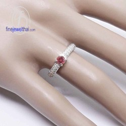 แหวนทับทิม-ทับทิมแท้-เพชรสังเคราะห์-แหวนพลอย-แหวนเงินแท้-R1261rb