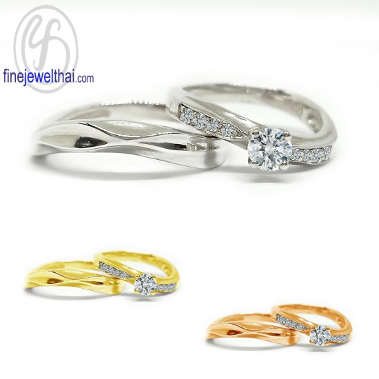 แหวนเพชร-แหวนเงิน-เพชรแท้-เงินแท้925-แหวนคู่-แหวนหมั้น-แหวนแต่งงาน-R1281_82di