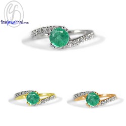 แหวนมรกต-แหวนเพชร-แหวนเงิน-มรกตแท้-เงินแท้925-R1286em
