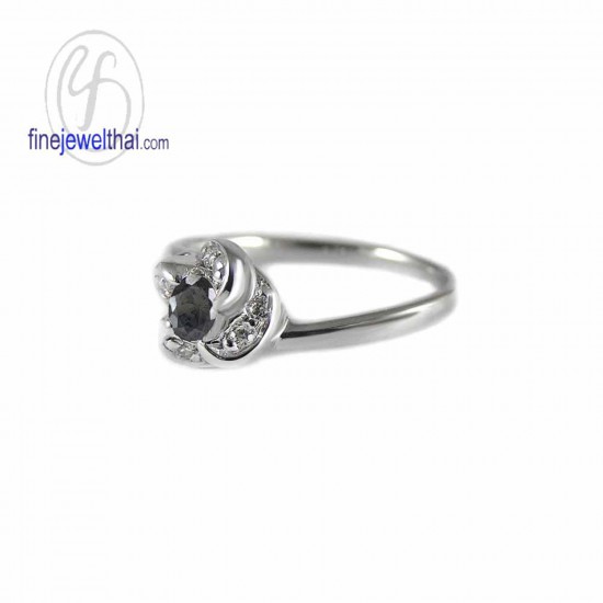 แหวนนิล-แหวนเพชร-นิลแท้-แหวนเงิน-เพชรสังเคราะห์-เงินแท้925-แหวนพลอย-R1287on