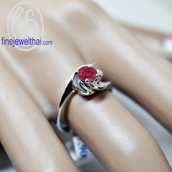 แหวนทับทิม-แหวนเงิน-ทับทิมแท้-เงินแท้925-แหวนพลอย-R1288rb