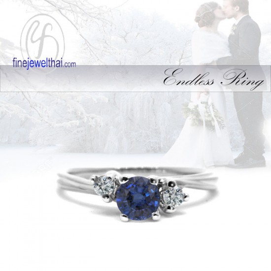 Blue-Sapphire-Diamond-CZ-Silver-Birthstone-Ring-Finejewelthai-R1292bl