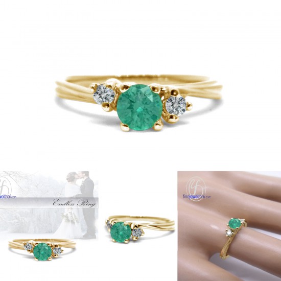 Emerald-Diamond-CZ-Silver-Birthstone-Ring-Finejewelthai-R1292em 
