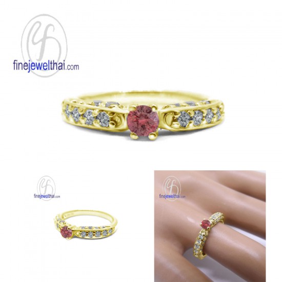 แหวนทับทิม-แหวนเพชร-แหวนเงิน-ทับทิมแท้-เพชรสังเคราะห์-เงินแท้925-แหวนพลอย-R1294rb