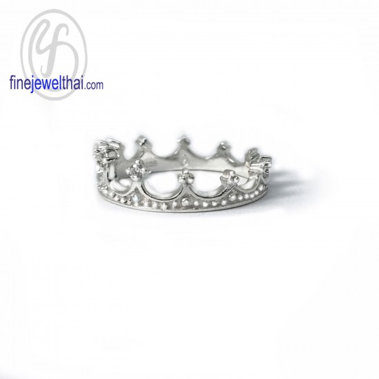 Crown-Princess-Diamond-CZ-Silver-Ring-Finejewelthai-R1308cz