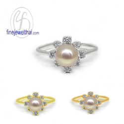 แหวนมุก-แหวนเงิน-มุก-แหวนวินเทจ-เพชรCz-R1319pl
