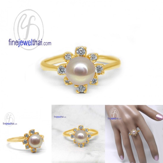 แหวนมุก-แหวนเงิน-มุก-แหวนวินเทจ-เพชรCz-R1319pl แหวนมุก-แหวนเงิน-มุก-แหวนวินเทจ-เพชรCz-R1319pl
