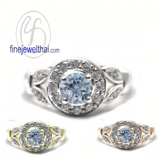 Vintage-Set-Aquamarine-Diamond-CZ-Silver-Birthstone-Ring-Finejewelthai-R1327aq