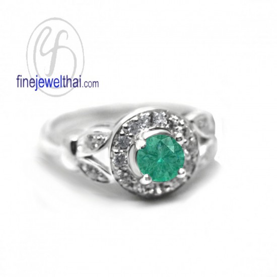 Vintage-Set-Emerald-Diamond-CZ-Silver-Birthstone-Ring-Finejewelthai-R1327em