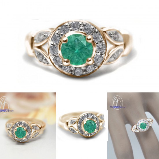 Vintage-Set-Emerald-Diamond-CZ-Silver-Birthstone-Ring-Finejewelthai-R1327em