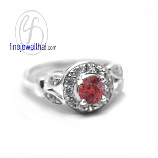 Vintage-Set-Ruby-Diamond-CZ-Silver-Birthstone-Ring-Finejewelthai-R1327rb