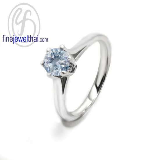 Aquamarine-Silver-Birthstone-ring-finejewelthai -R1343aq