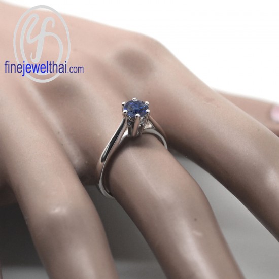 แหวนไพลิน-ไพลินแท้-เงินแท้ 925-แหวนพลอย-finejewelthai -R1343bl