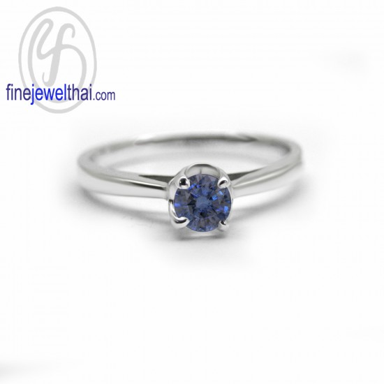 Blue Sapphire Ring,Diamond CZ Ring,Silver Ring,Birthstone Ring,Finejewelthai,R1367bl