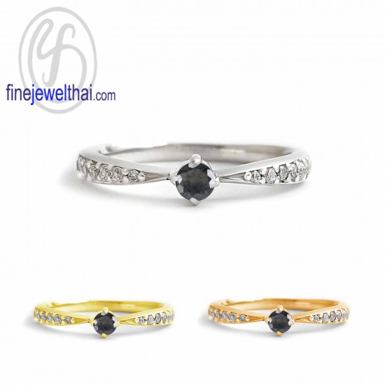 แหวนนิล-แหวนเพชร-แหวนเงิน-เพชรสังเคราะห์-เงินแท้925-นิลแท้-แหวนพลอย-R1378on