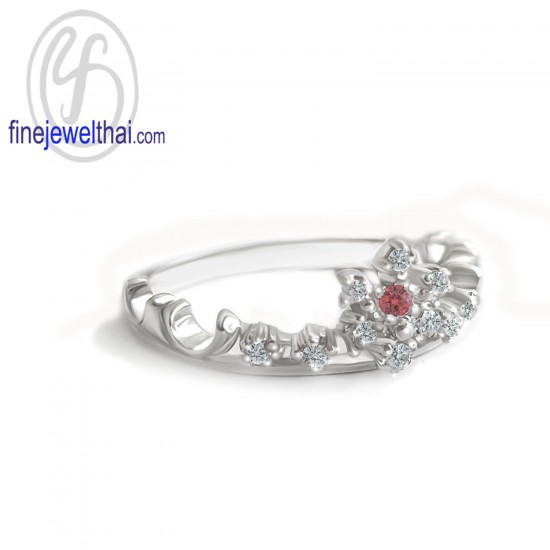 แหวนมงกุฎ-แหวนเจ้าหญิง-แหวนทับทิม-แหวนเพชร-แหวนเงินแท้-ทับทิมแท้-Finejewelthai-R1395rb
