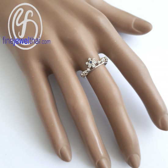 แหวนมงกุฎ-แหวนเจ้าหญิง-แหวนไพลิน-แหวนเพชร-แหวนเงินแท้-ไพลินแท้-Finejewelthai-R1395bl