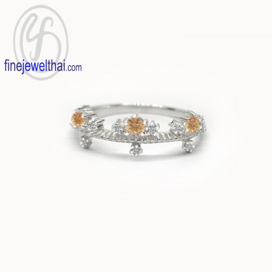 Princess-Citrine-Diamond-CZ-Silver-Birthstone-Ring-Finejewelthai-R1396ct