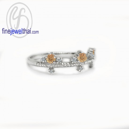 Princess-Citrine-Diamond-CZ-Silver-Birthstone-Ring-Finejewelthai-R1396ct