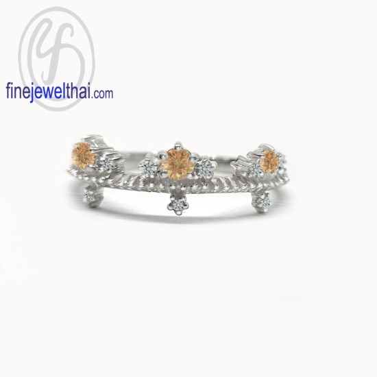 Princess-Citrine-Diamond-CZ-Silver-Birthstone-Ring-Finejewelthai-R1396ct Princess-Citrine-Diamond-CZ-Silver-Birthstone-Ring-Finejewelthai-R1396ct