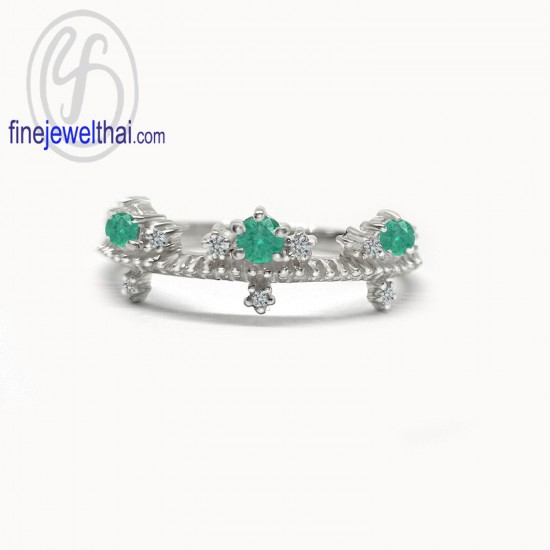 แหวนมงกุฎ-แหวนเจ้าหญิง-แหวนมรกต-แหวนเงินแท้-มรกตแท้-แหวนพลอย-แหวนเพชร-Finejewelthai-R1396em