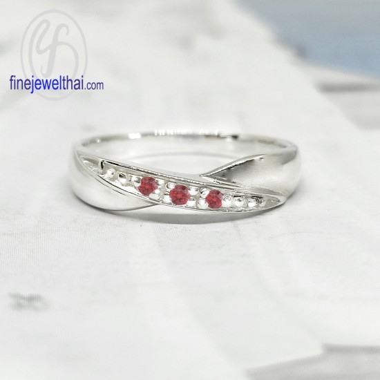 แหวนทับทิม-แหวนเงิน-ทับทิมแท้-เงินแท้925-แหวนพลอยแท้-แหวนประจำเดือนเกิด-R1429rb