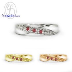 แหวนทับทิม-แหวนเงิน-ทับทิมแท้-เงินแท้925-แหวนพลอยแท้-แหวนประจำเดือนเกิด-R1429rb