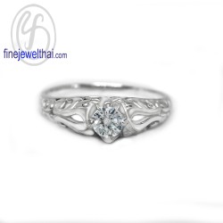 แหวนวินเทจ-แหวนเพชร-แหวนเงิน-เพชรสังเคราะห์-เงินแท้925-R1431cz