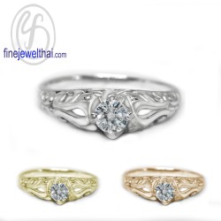 แหวนวินเทจ-แหวนเพชร-แหวนเงิน-เพชรสังเคราะห์-เงินแท้925-R1431cz