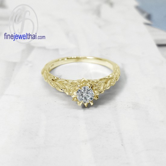 Vintage-Diamond-CZ-Silver-Gold-Ring-Finejewelthai-R1436cz-g