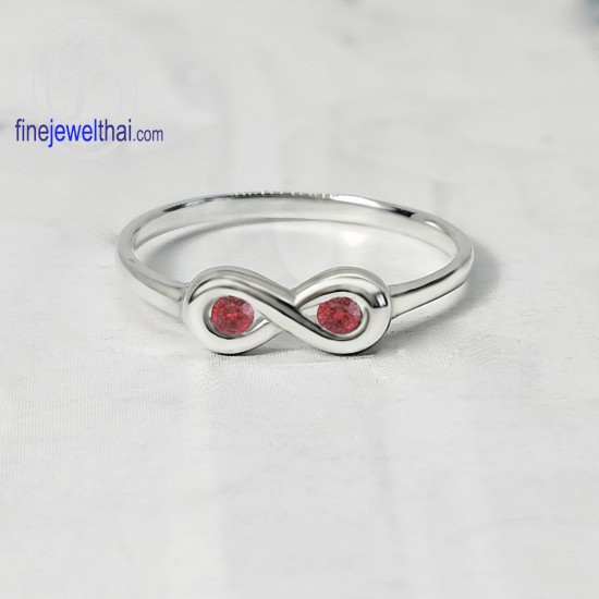 แหวนอินฟินิตี้-แหวนทับทิม-แหวนเงิน-ทับทิมแท้-เงินแท้925-แหวนพลอยแท้-แหวนประจำเดือนเกิด-R1441rb