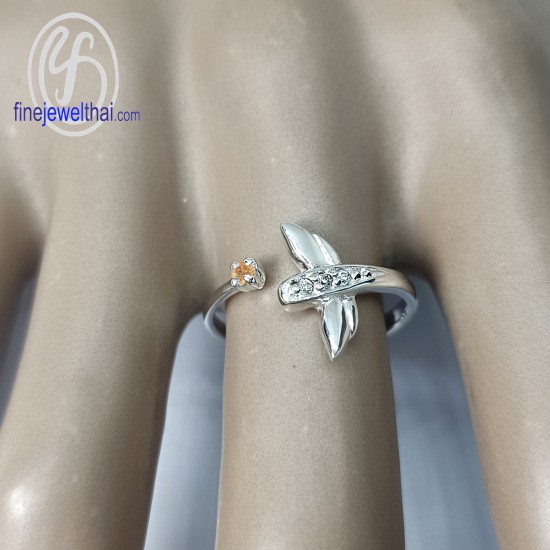 Dragonfly-Citrine-Diamond-CZ-Silver-Ring-Birthstone-Finejewelthai-R1442ct