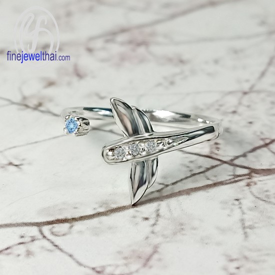 Dragonfly-Topaz-Diamond-CZ-Silver-Ring-Birthstone-Finejewelthai-R1442tp