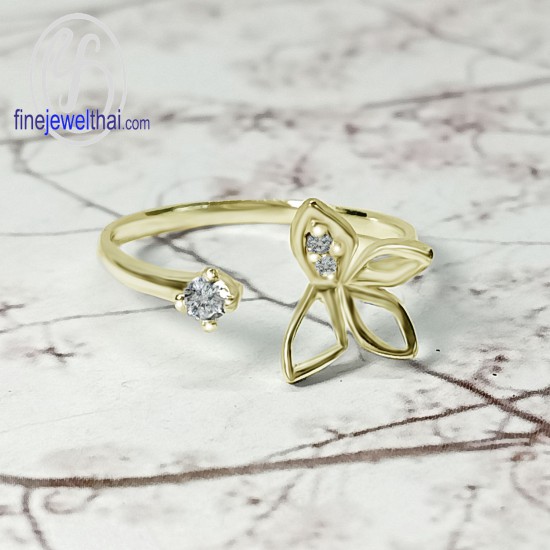 Butterfly-Diamond-CZ-Silver-Gold-Ring-Finejewelthai-R1443cz-g