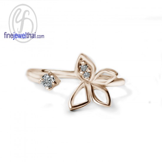 Butterfly-Diamond-CZ-Silver-Pink-Gold-Ring-Finejewelthai-R1443cz-pg