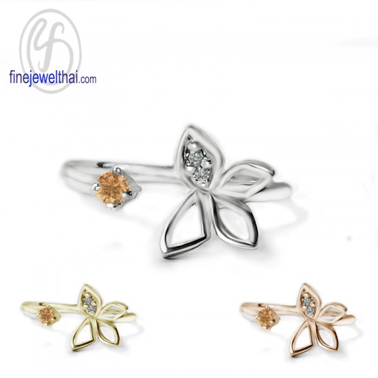 Butterfly-Citrine-Diamond-CZ-Silver-Birthstone-Ring-Finejewelthai-R1443ct