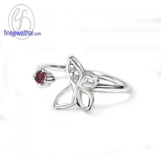 Butterfly-Garnet-Diamond-CZ-Silver-Birthstone-Ring-Finejewelthai-R1443gm