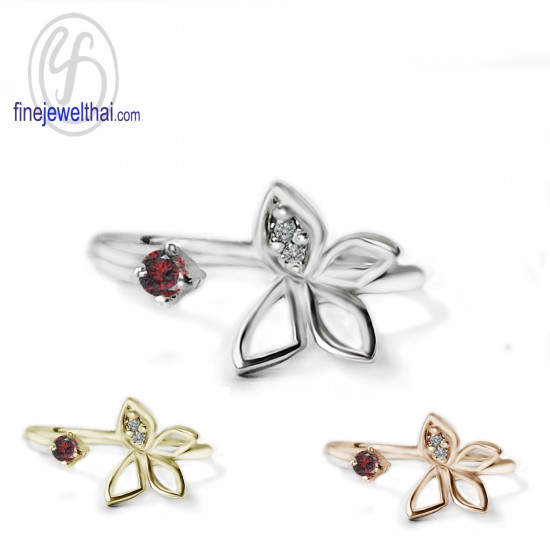 Butterfly-Garnet-Diamond-CZ-Silver-Birthstone-Ring-Finejewelthai-R1443gm