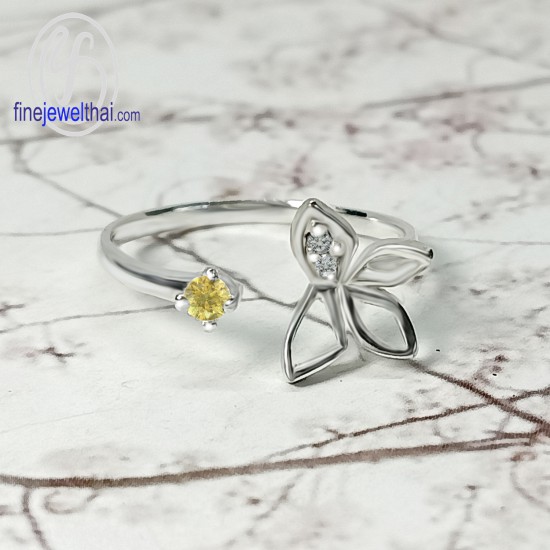 Butterfly-Yellow-Sapphire-Diamond-CZ-Silver-Birthstone-Ring-Finejewelthai-R1443yl